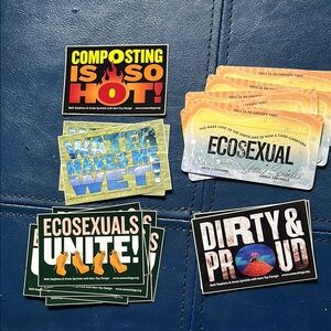Annie Sprinkle Ecosexual cards and stickers. From the early 2000s.